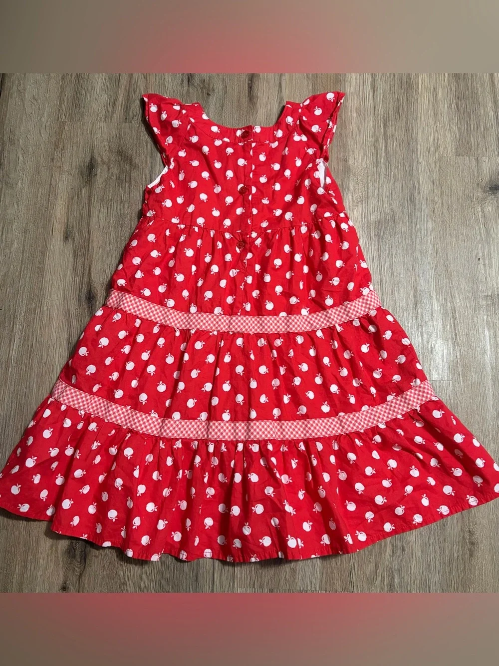 Tiered Apple-Print Dress with Snow White Applique - Size 7/8